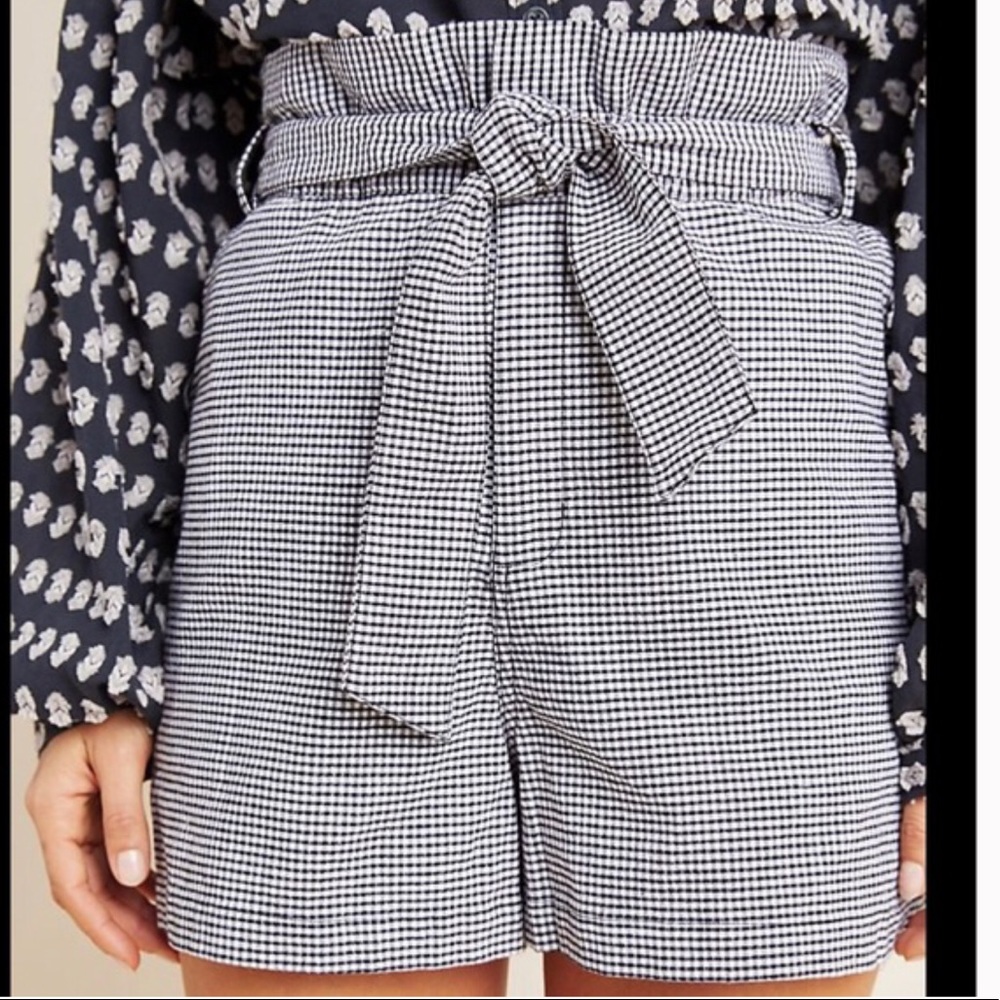 Anthropologie Gingham Paper Bag Shorts